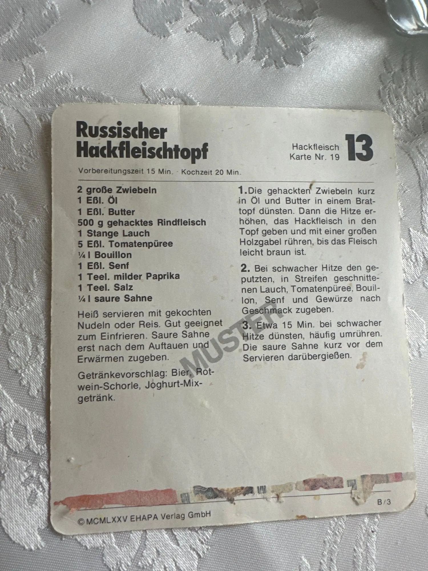 Originalrezeptkarte von Oma Elda